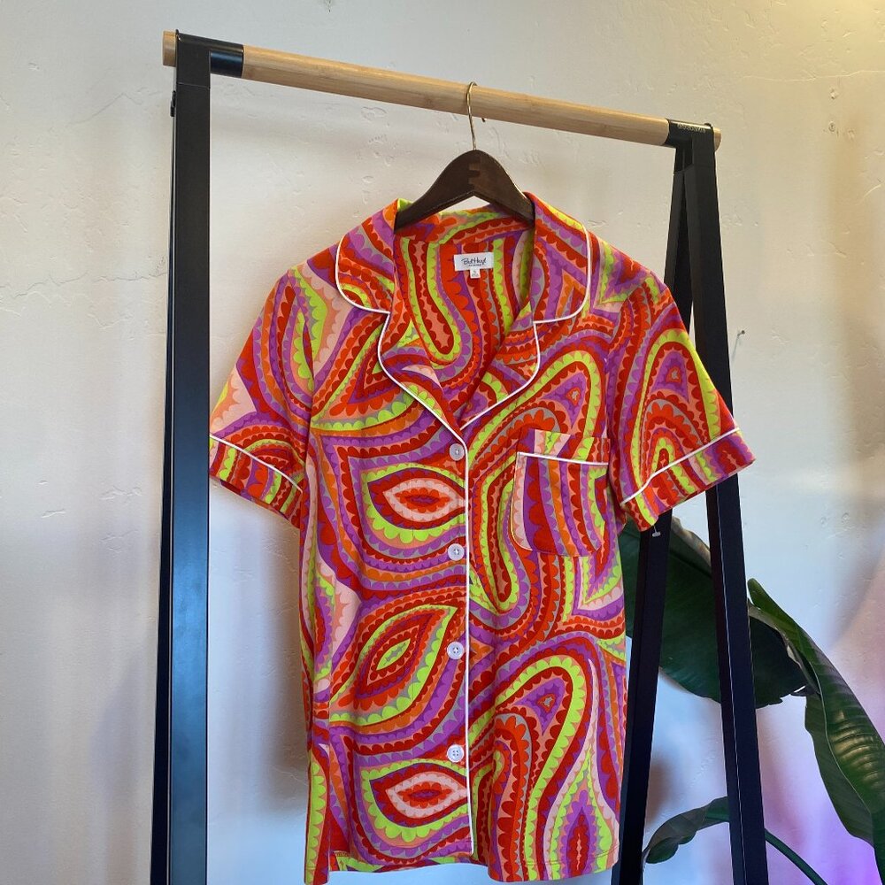 Bright and colorful lightweight pajama top